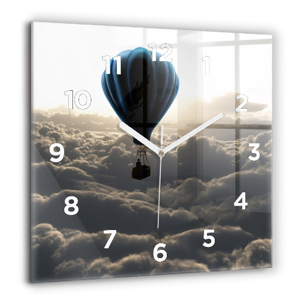 Square glass wall clock Balloon in the sky
