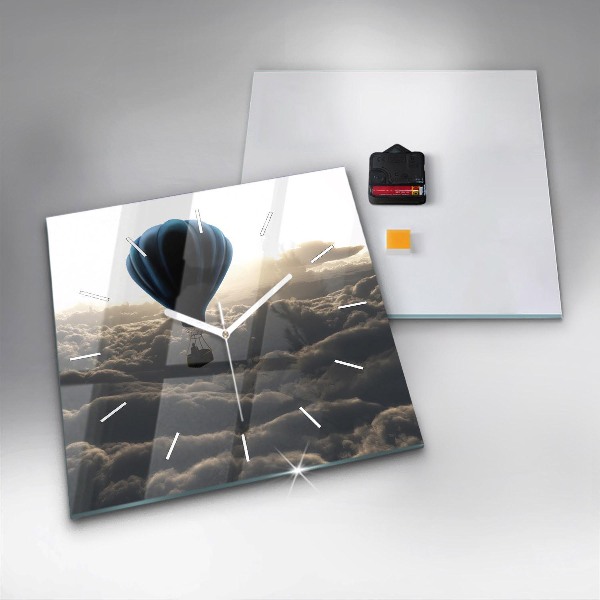 Square glass wall clock Balloon in the sky