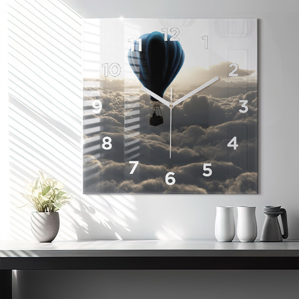 Square glass wall clock Balloon in the sky