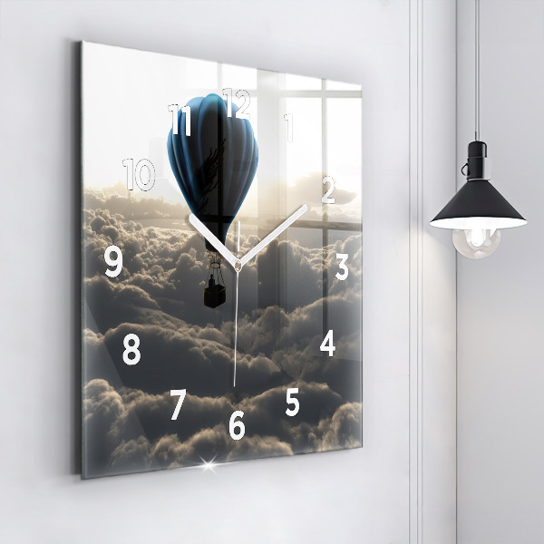 Square glass wall clock Balloon in the sky