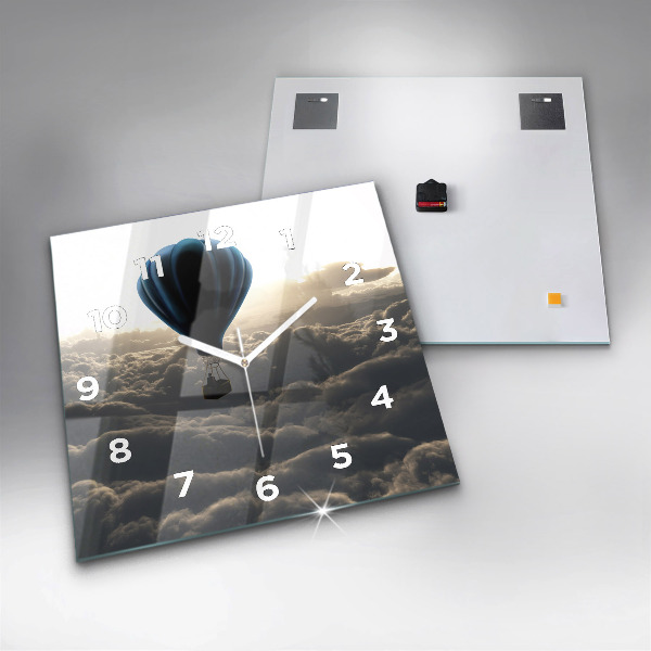 Square glass wall clock Balloon in the sky