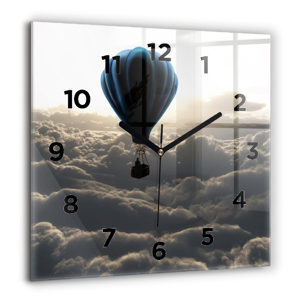 Square glass wall clock Balloon in the sky