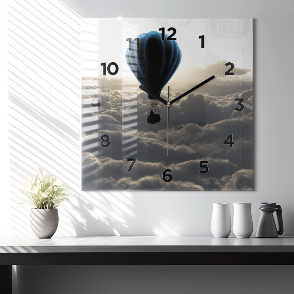 Square glass wall clock Balloon in the sky