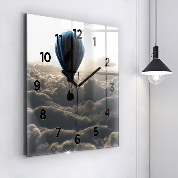 Square glass wall clock Balloon in the sky
