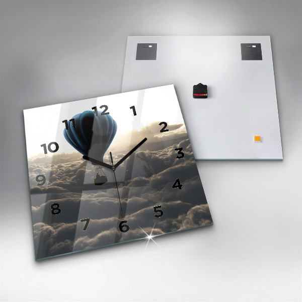 Square glass wall clock Balloon in the sky