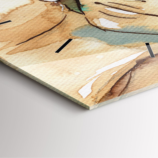 Square glass wall clock Abstraction Woman