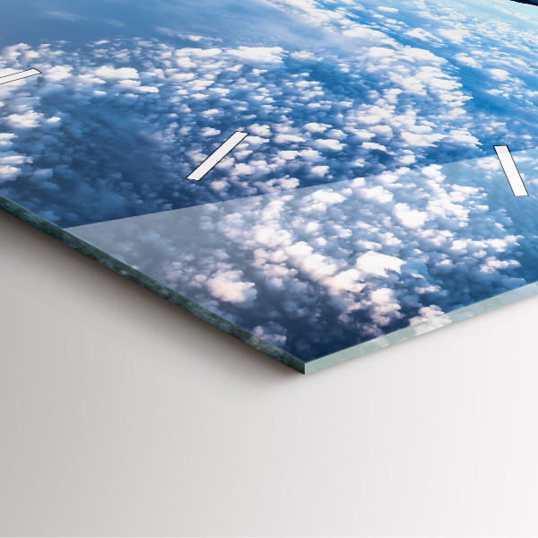 Square glass wall clock Airplane and Clouds