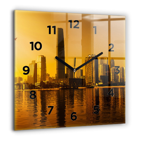 Square glass wall clock Zhujiang River