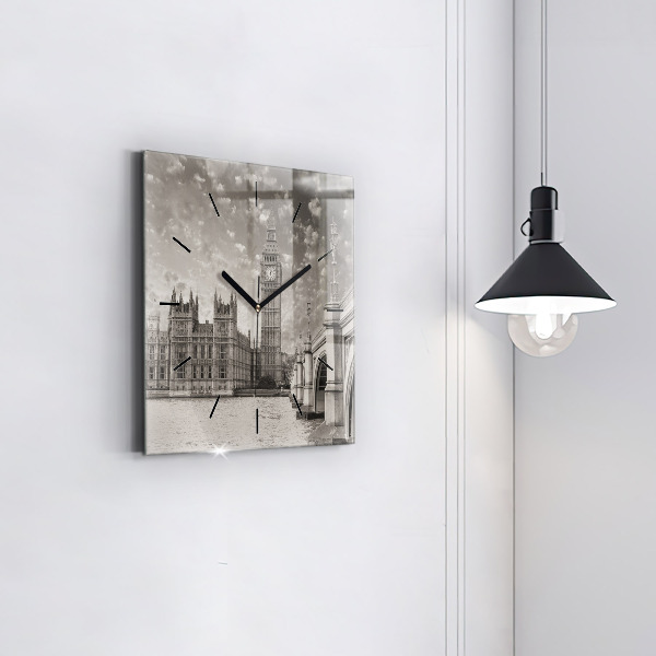 Square glass wall clock London England Big Ben