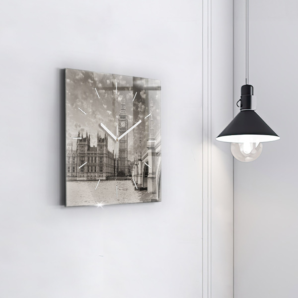 Square glass wall clock London England Big Ben