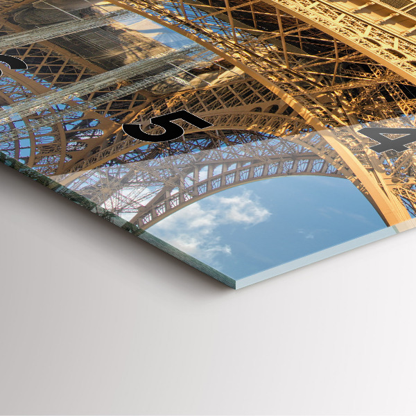 Square glass wall clock France Eiffel Tower
