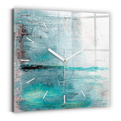 Square glass wall clock Oil texture abstract