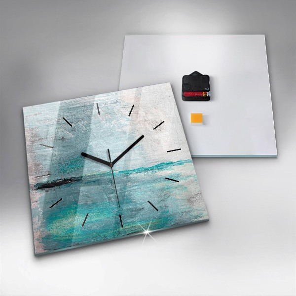 Square glass wall clock Oil texture abstract