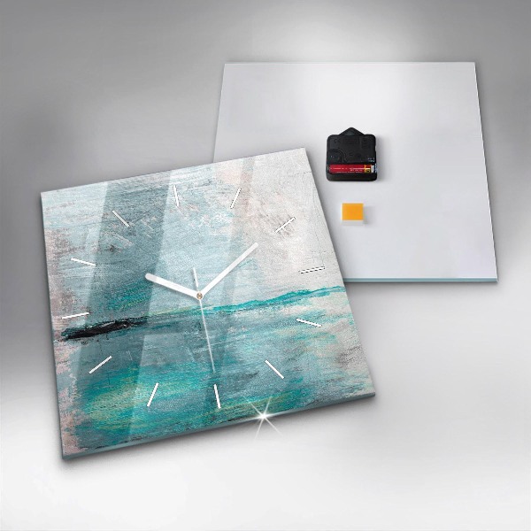 Square glass wall clock Oil texture abstract