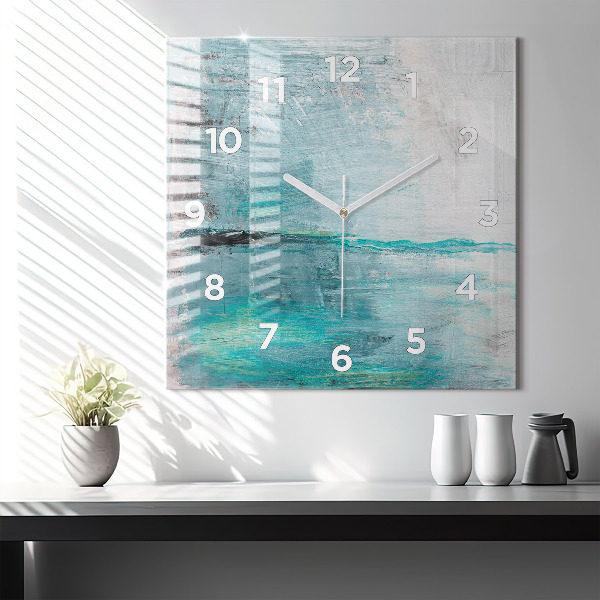 Square glass wall clock Oil texture abstract