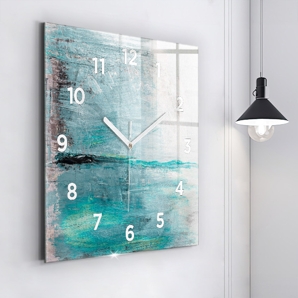 Square glass wall clock Oil texture abstract