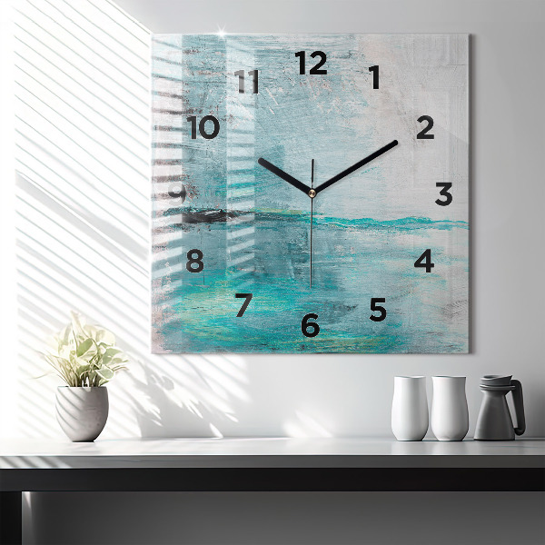 Square glass wall clock Oil texture abstract