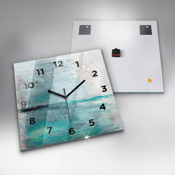 Square glass wall clock Oil texture abstract
