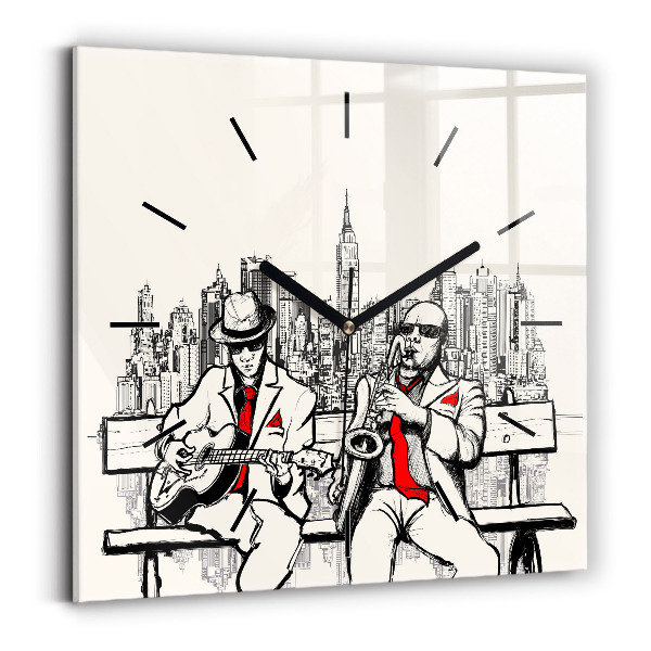 Square glass wall clock Jazz in New York