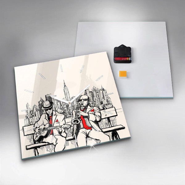 Square glass wall clock Jazz in New York