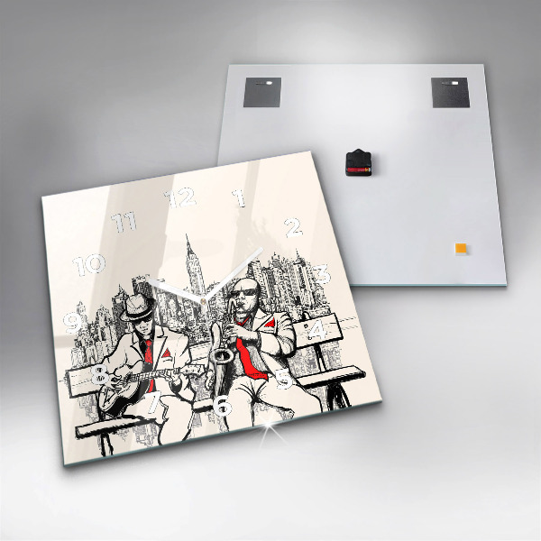 Square glass wall clock Jazz in New York