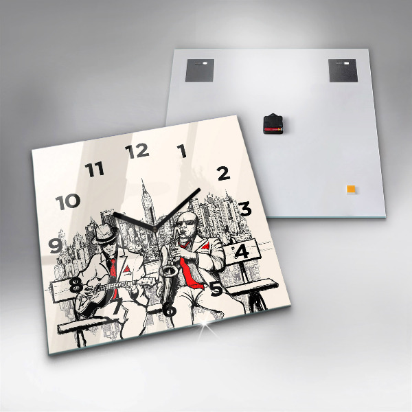 Square glass wall clock Jazz in New York