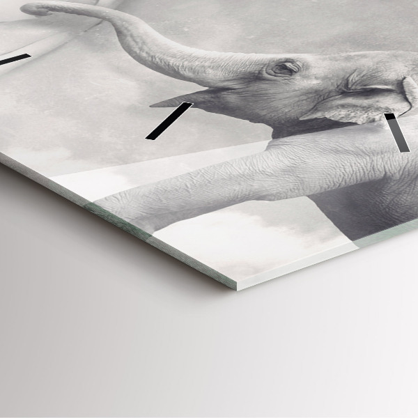 Square glass wall clock Elephant