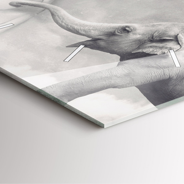 Square glass wall clock Elephant
