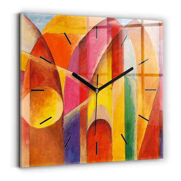 Square glass wall clock Art Decoration Abstraction