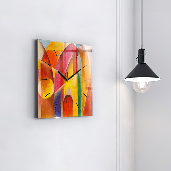 Square glass wall clock Art Decoration Abstraction