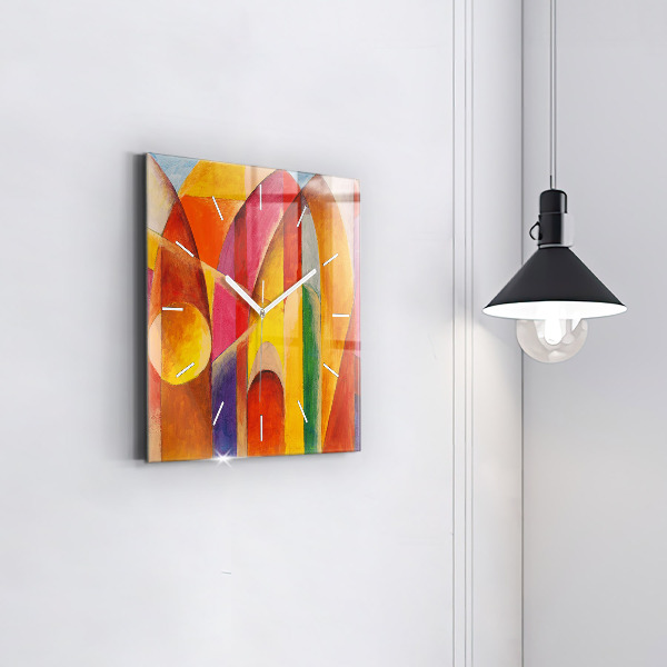 Square glass wall clock Art Decoration Abstraction