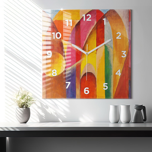 Square glass wall clock Art Decoration Abstraction