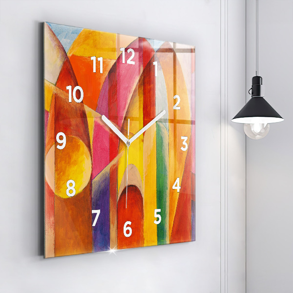 Square glass wall clock Art Decoration Abstraction