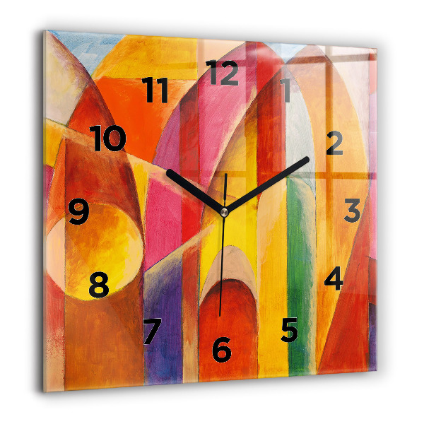 Square glass wall clock Art Decoration Abstraction