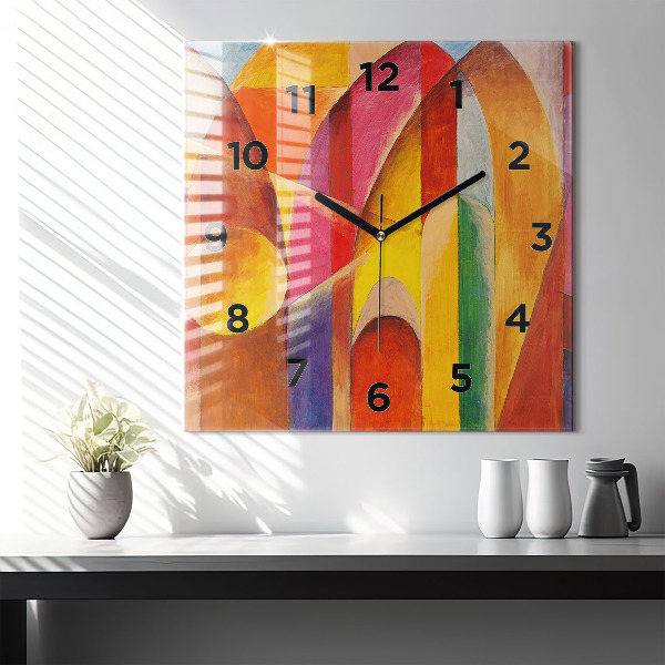 Square glass wall clock Art Decoration Abstraction