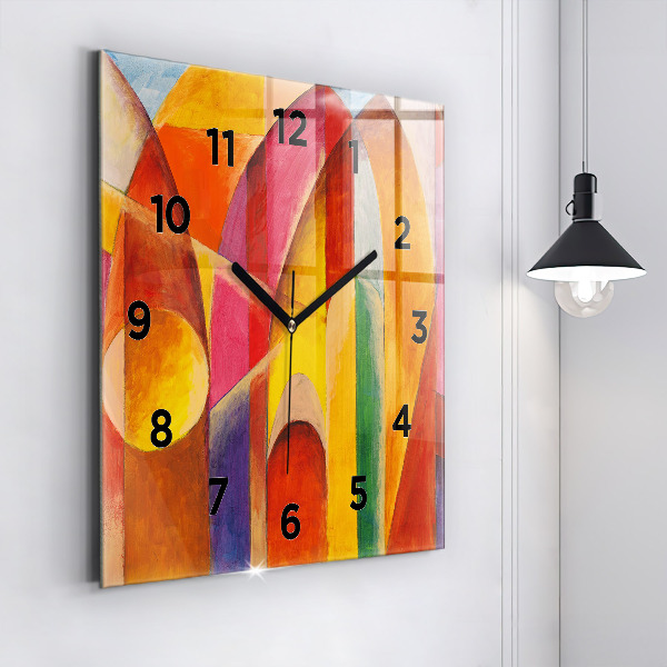 Square glass wall clock Art Decoration Abstraction