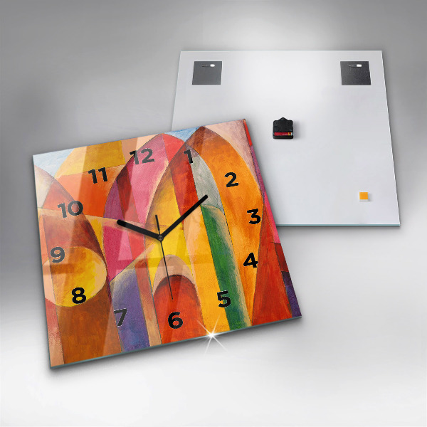 Square glass wall clock Art Decoration Abstraction