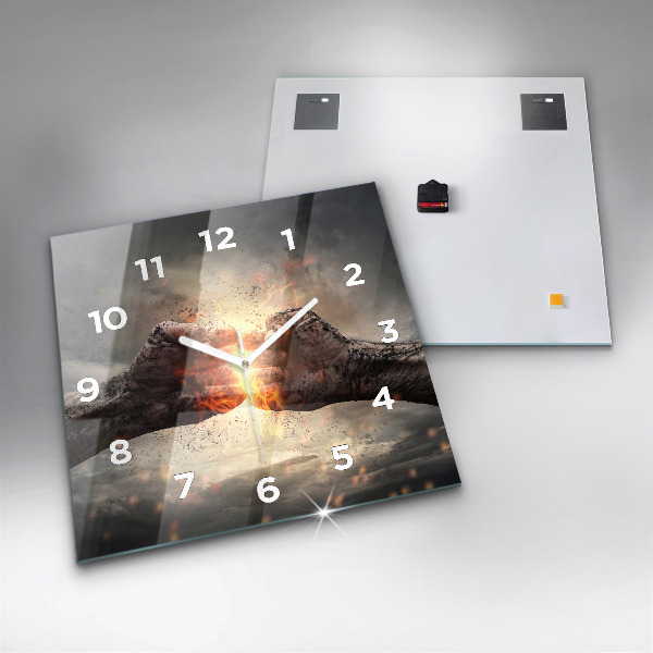 Square glass wall clock Fists Strength Power