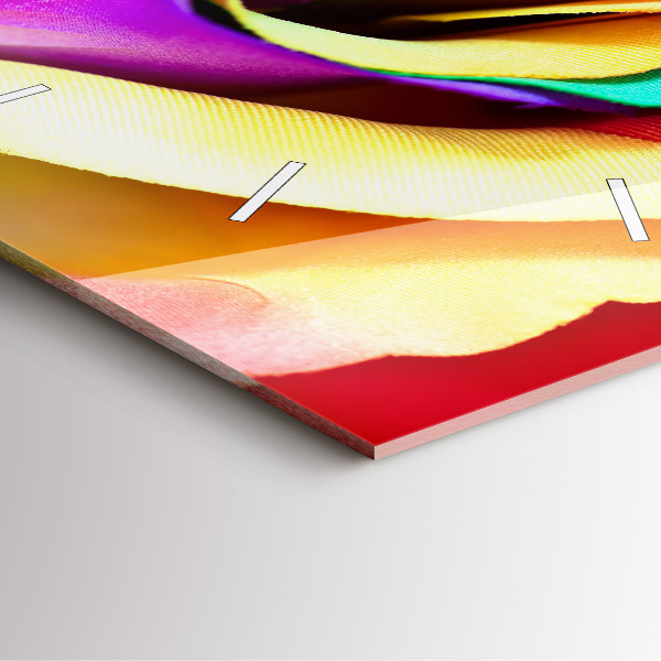 Square glass wall clock Rainbow Rose