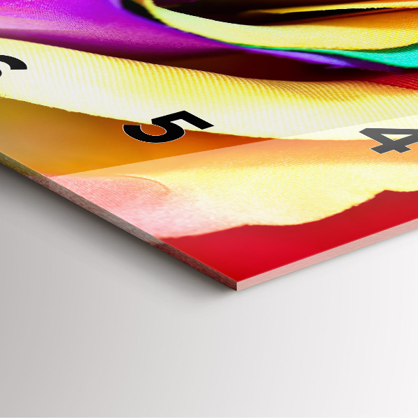 Square glass wall clock Rainbow Rose