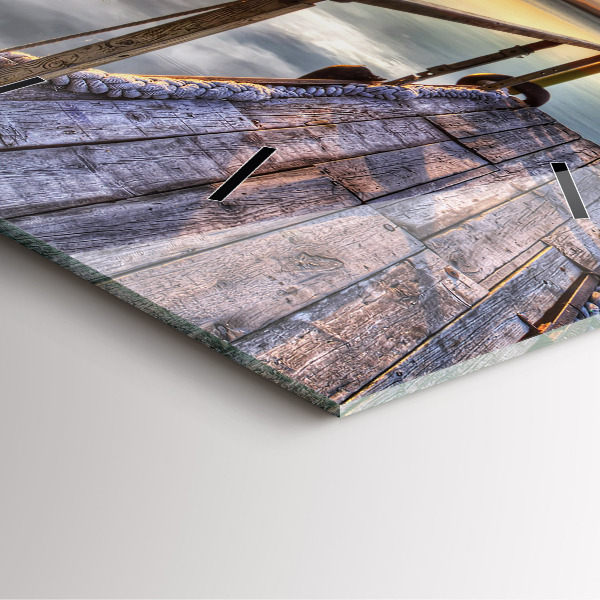 Square glass wall clock Lake Sunset