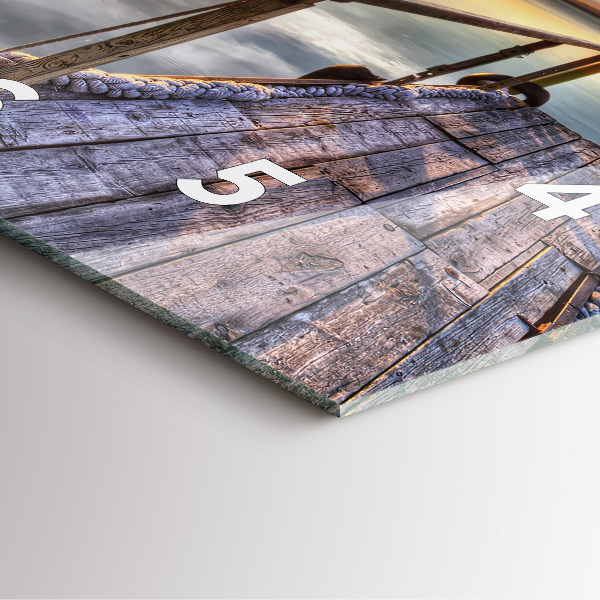 Square glass wall clock Lake Sunset