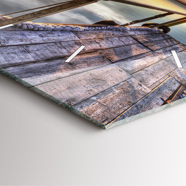 Square glass wall clock Lake Sunset