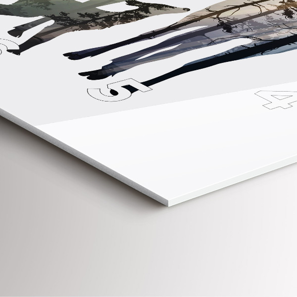 Square glass wall clock Deer family