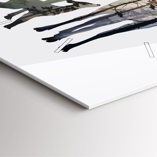 Square glass wall clock Deer family