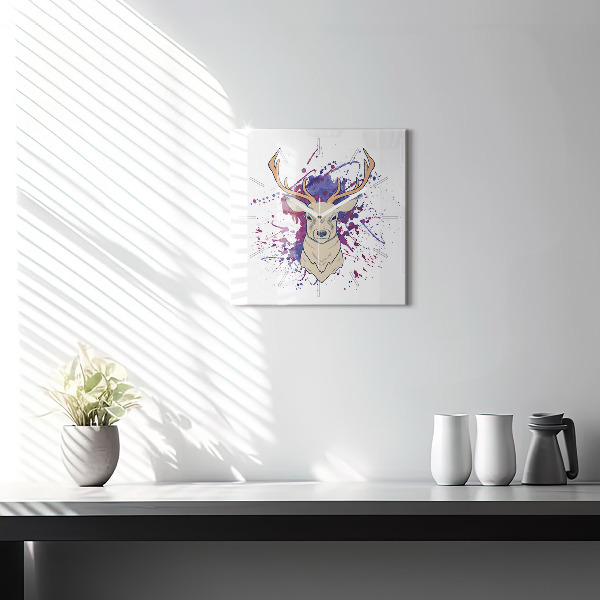 Square glass wall clock Deer vector illustration