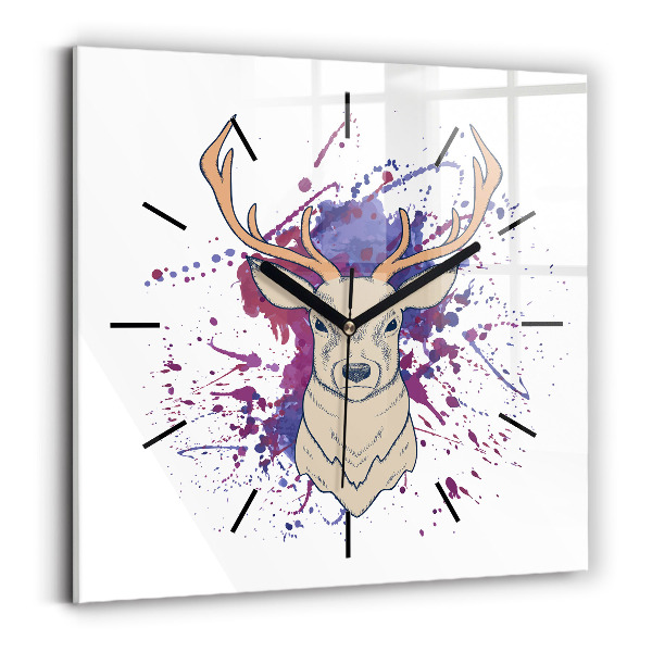 Square glass wall clock Deer vector illustration