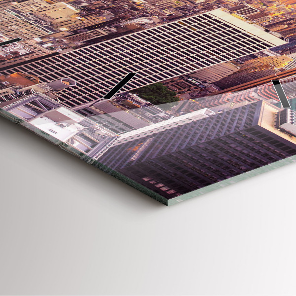 Square glass wall clock Sunset New York