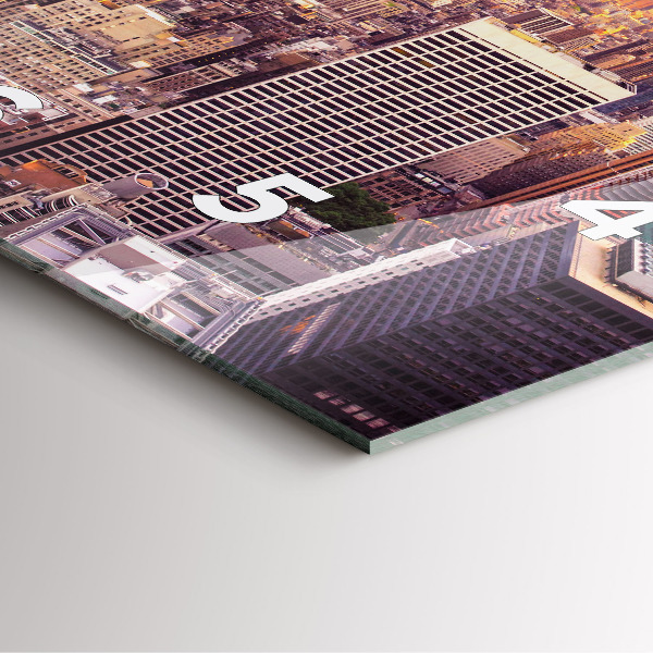 Square glass wall clock Sunset New York