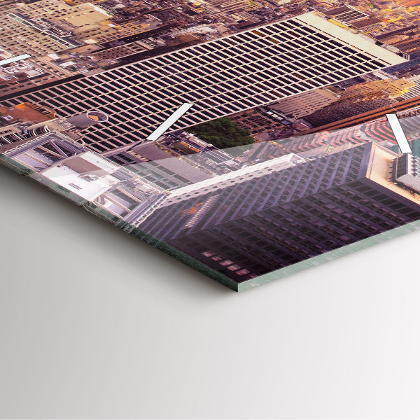 Square glass wall clock Sunset New York